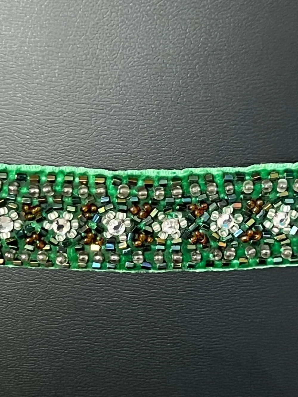 J. Crew Emerald Green Velvet Jeweled Waist Ribbon Belt - Picture 2 of 3